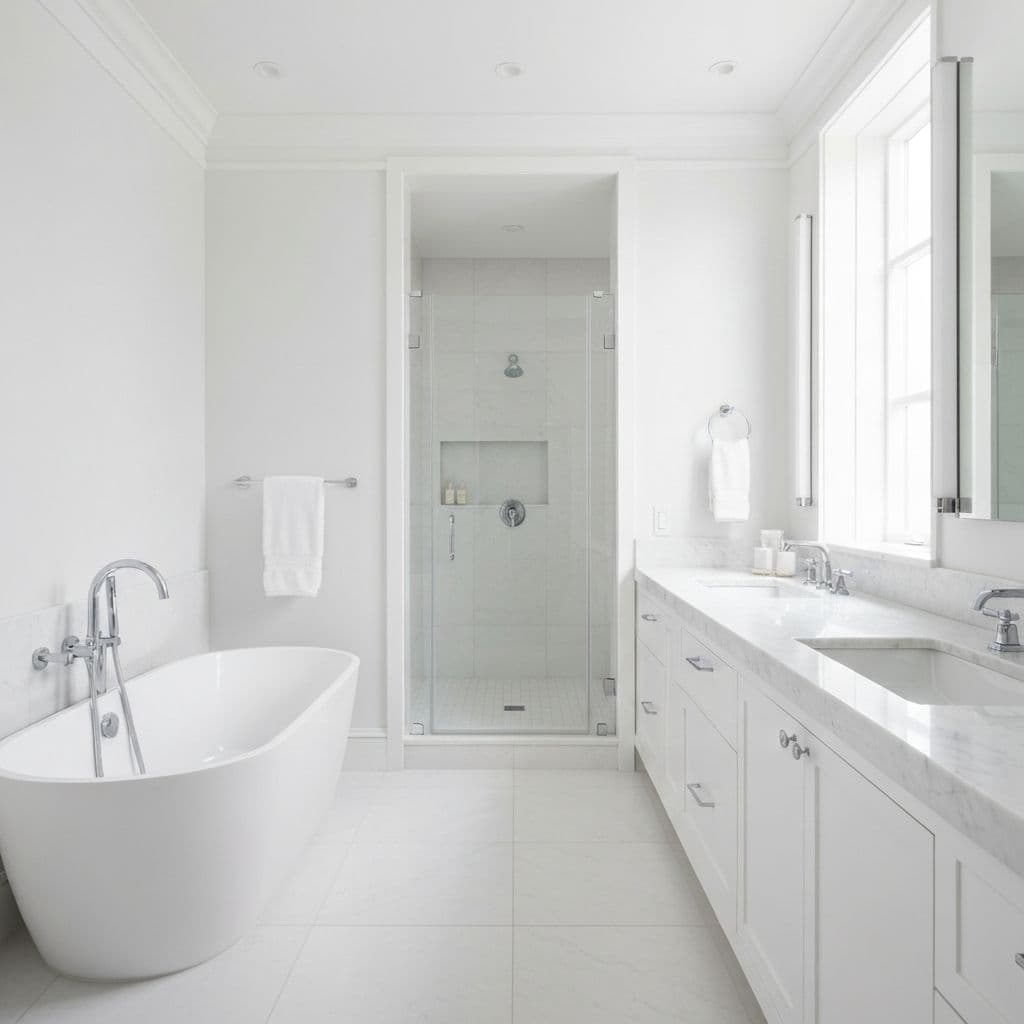 Modern bathroom showcasing quality Abisell plumbing work